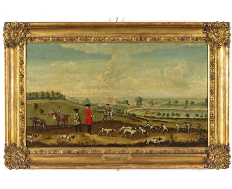 Follower of Peter Tillemans Evelyn Pierrepoint, 2nd Duke of Kingston-upon-Hull and suite with the celebrated pack of pointers