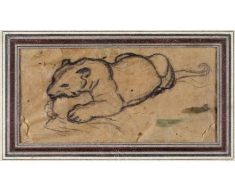 Armand Guillaumin (French 1841-1927) Studies of a dog, lion, elephant and a doe Four, the first signed All pencil 18 x 11cm; 