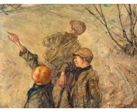 ‡ Archibald Standish Hartrick (1864-1950) Study of three boys playing Signed Watercolour over pencil 16.5 x 21.25cm; 6½ x 8½i