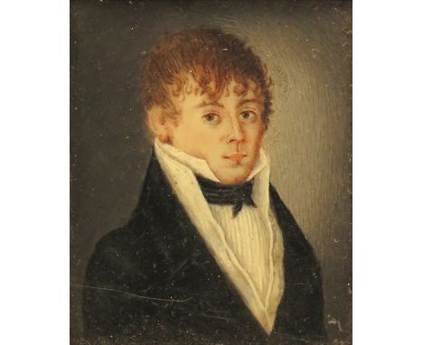 λ French School 19th Century Portrait miniature of Emile Chevilley (2nd June 1797-14th April 1823) Inscribed verso Rectangula