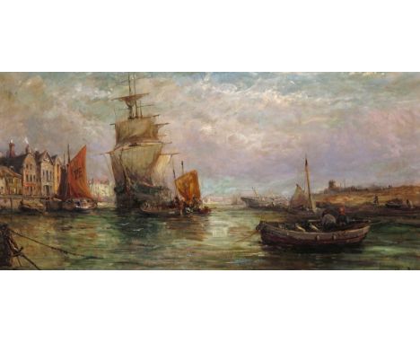 AMENDED William Edward Webb (c.1862-1903) Poole harbour Signed and titled Oil on canvas 30 x 61cm; 12 x 24inNB. additional re