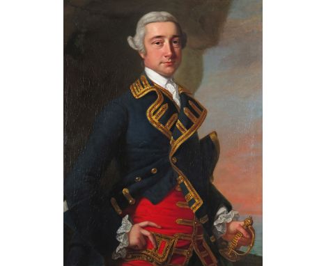 English School 18th Century Portrait of a Naval Officer Three quarter length, standing Oil on canvas 91 x 70cm; 36 x 27½in 