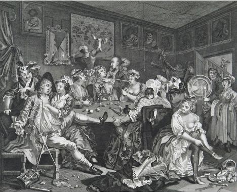 William Hogarth (1697-1764) A large collection of unframed engravings including The Rakes progress, The Harlot’s progress, In