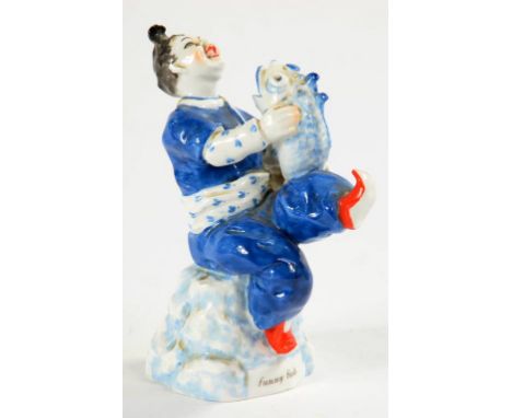 A ROYAL WORCESTER FIGURE OF FUNNY FISH FROM THE CHINESE SAYING SERIES MODELED BY AGNES PINDER-DAVIES, 13.5CM H, PRINTED MARK 
