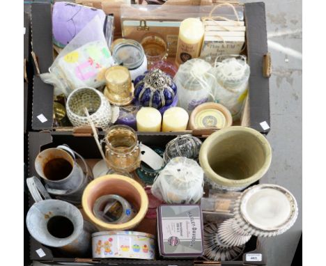 ST EVAL CANDLE COMPANY CANDLES, NIGHT LIGHT HOLDERS, JARDINIERES, ANGELIC HEN WOODEN CLIPS AND HANGING HOOKS, METAL JUGS AND 