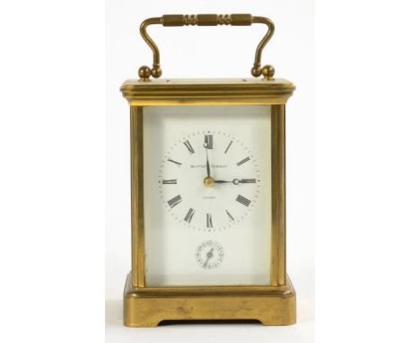 A MATTHEW NORMAN BRASS CARRIAGE CLOCK, 14CM H EXCLUDING HANDLE, 20TH C