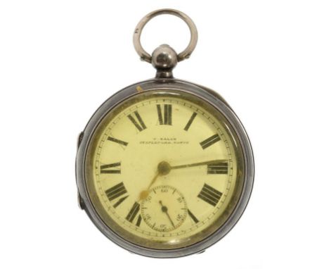 A SILVER LEVER WATCH, THE ENAMEL DIAL INSCRIBED F EALES STAPLEFORD NOTTS, CHESTER 1909