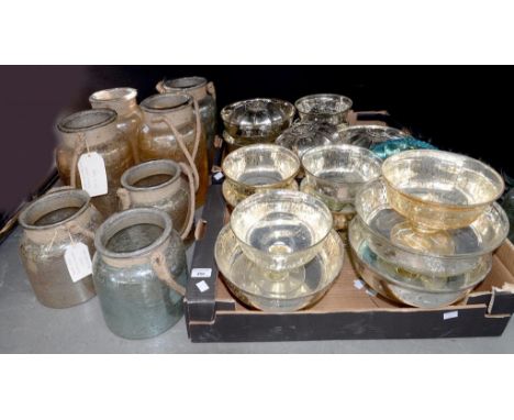 MERCURY GLASS, LANTERNS, TAZZAS AND NIGHT LIGHT HOLDERS, ETC