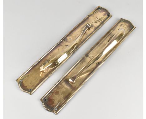 A Pair of Late 19th Century Polished Bronze Door Handles, 38cms by 5.5cms