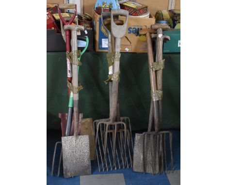 A Collection of Various Vintage and Later Tools to Include Forks, Spades etc