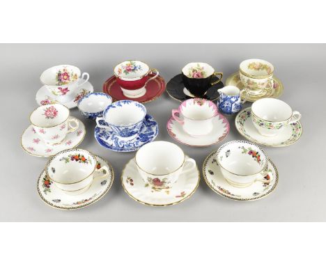 A Collection of Various Cups and Saucers to Include Aynsley, Royal Crown Derby, Old Royal, Shelley, Royal Worcester, Paragon 