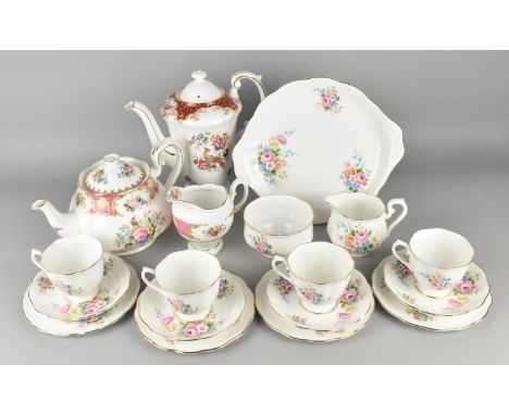 A Royal Albert English Bouquet Tea Set for Four to Comprise Cups, Saucers, Side Plates, Cake Plate, Sugar Bowl and Jug Togeth