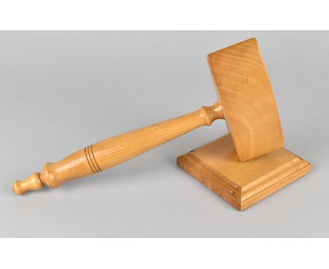 A Modern Chairman's Wooden Gavel and Block, 26cms Long