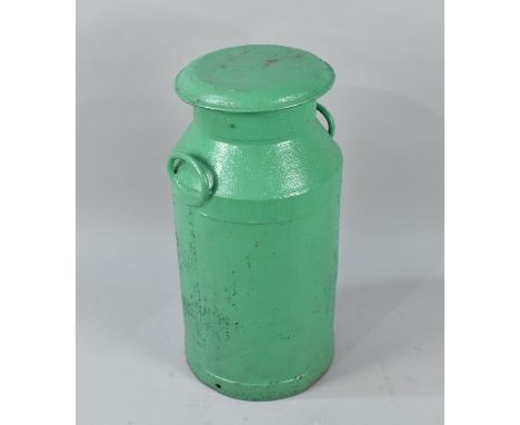 A Green Painted Metal Milk Churn, 71cm high