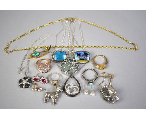 A Quantity of Silver and White Metal Mounted Jewellery to include Butterfly Wing Brooch, Opal Mounted Earrings and Similar Ri