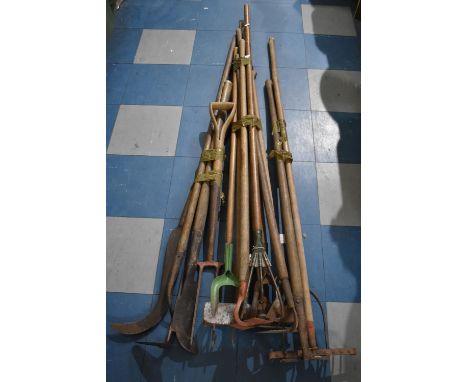 A Collection of Various Vintage Long Handled Tools etc