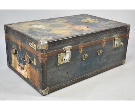 A Vintage Travelling Trunk, 91cms Wide