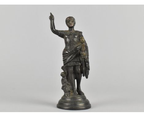 A Patinated Bronze Grand Tour Figure of Caesar on Stepped Circular Base, 13cms High