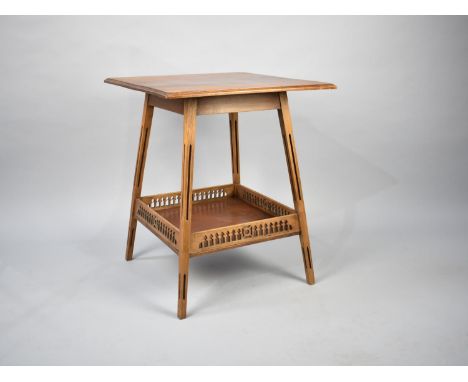 An Edwardian Square Topped Walnut Occasional Table with Pierced Gallery to Stretcher Shelf, Pierced Supports, 58cms Square an
