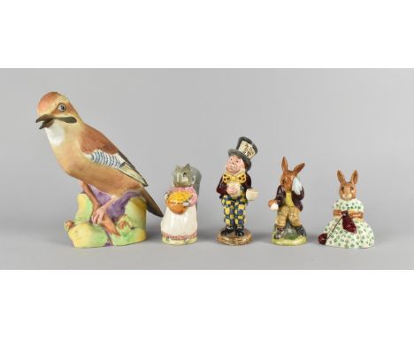 A Collection of Ceramics Figures to Comprise Royal Doulton Bunnykins Cooling off and Busy Needles, Beswick Beatrix Potter Goo