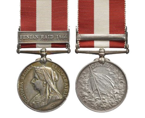 A Canada General Service Medal to Private John Coleman, 2nd Battalion 17th (Leicestershire) Regiment of Foot, clasp: Fenian R