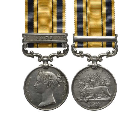 A South Africa Medal 1877-79 to Trooper Louis Rosenthal, Diamond Fields Horse, clasp: 1878 (TPR L. ROSENTHAL, DIAMOND FDS HOR