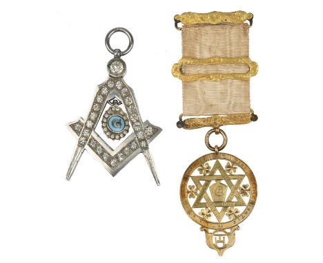Irish Freemasonry: two jewels, the first a paste-set and enamel Past Master's Jewel for Lodge No 234 Kinsale to C. L. Love wh