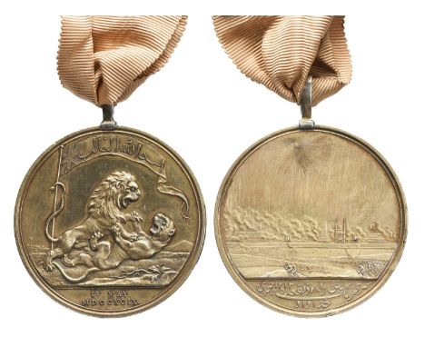 Honourable East India Company: Seringapatam Medal 1799, silver-gilt, 48mm, Soho Mint, solder-fitted with a loop for suspensio