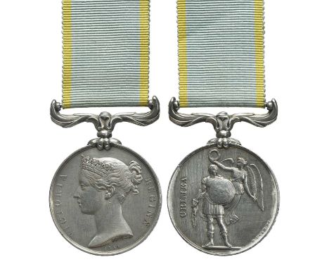 A Crimea Medal 1854-56 to Henry J. Collom, H.M.S. Arethusa, no clasp (H. COLLOM. H.M.S. ARETHUSA), engraved in serif capitals