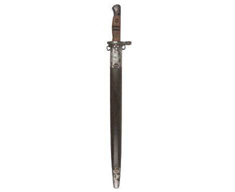 A United States M1917 bayonet, by Remington, complete with scabbard.