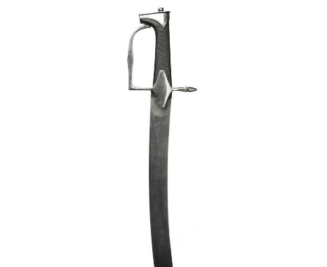 A late-18th century British light cavalry officer's sword, curved blade 32 in. with prominent sharpened back edge for the las