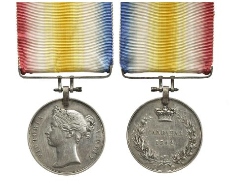 A Candahar medal 1842, edge engraved in running script (Sepoy Davie Sing 42nd Regt N.I.), steel clip and straight bar suspens