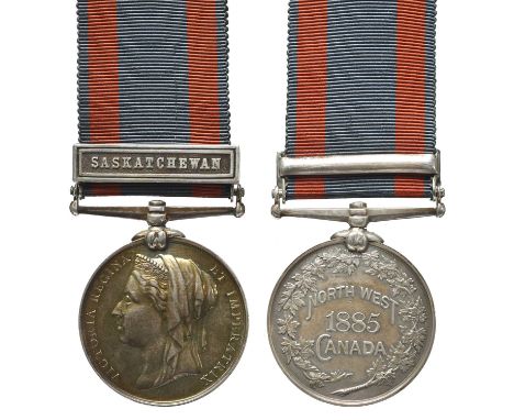 A North West Canada Medal 1885 to Sergeant William Metcalfe, 10th Battalion Royal Grenadiers, clasp: Saskatchewan (SERGT W. M