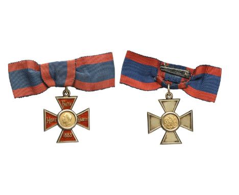 A Royal Red Cross 1st Class, George V, silver-gilt and enamel, with bow ribbon, good very fine or better.Width of cross 36 mm