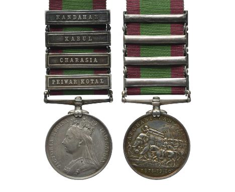 An Afghanistan Medal 1878-80 to Private Angus Goldwyre, 72nd Highlanders, 4 clasps: Peiwar Kotal, Charasia, Kabul, Kandahar (