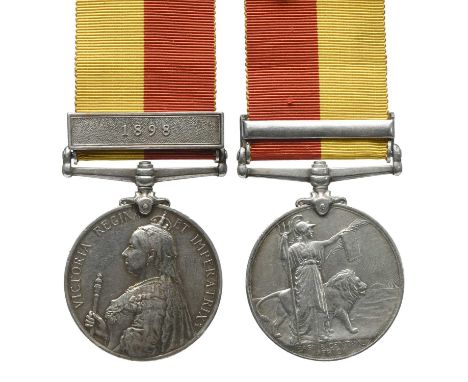 An East and Central Africa Medal to Private Badrudin Khan, 4th Bombay Rifles, clasp: 1898 (509 P'TE BADRUDIN. KHAN. 4/BOM: RI