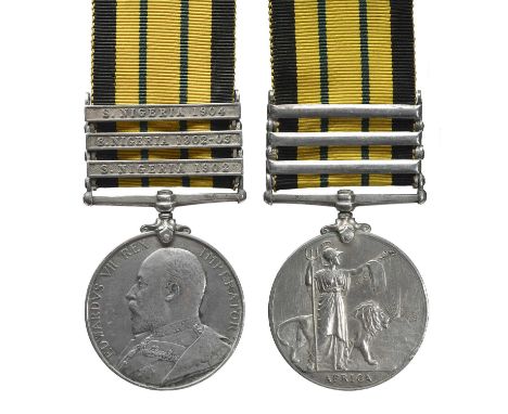 An Africa General Service Medal 1899-1956 to Mr R. Morrisey, (attached) Southern Nigeria Regiment, 3 clasps: S. Nigeria 1902,