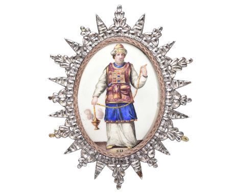 Freemasonry: a Victorian silver, gilt, enamelled and paste-set Royal Arch Mariner's Jewel, 133 x 103mm, a star of twenty-four
