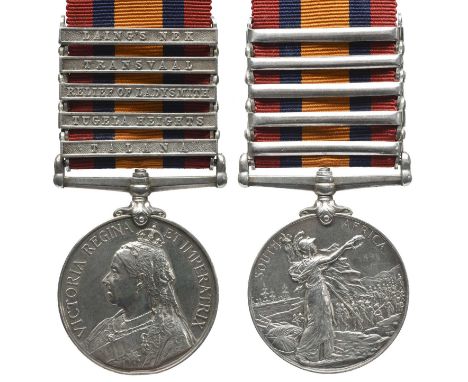 A Queen's South Africa Medal to Private J. Farrell, 1st Battalion King's Royal Rifle Corps, first type (b), clear ghost dates