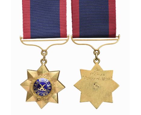 (Indian) Order of Merit (Military Division): 1st type (1837-1912), 1st class, Reward of Valor, gold and enamel, reverse engra