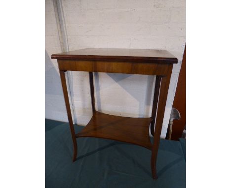 An Edwardian Walnut Rectangular Side Table with Stretcher Shelf, 56cm Wide