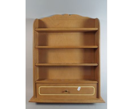 A Modern Wall Hanging Four Shelf Unit with Base Drawer, 43cm Wide
