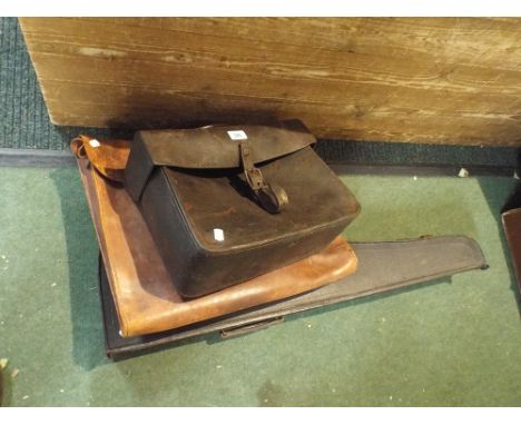 Two Vintage Leather Satchels and a Music Case 