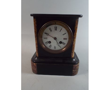 A Late 19th Century Slate and Marble French Mantle Clock, 21cm High  