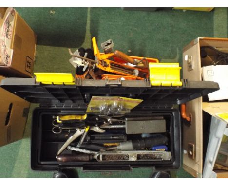A Tool Box Containing Work Shop Tools Together with a Basket of Tools, Paint Brushes Etc