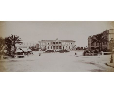 PHOTOGRAPHS, TRAVEL. A leather-bound album containing approximately 132 mounted albumen-print photographs, including portrait