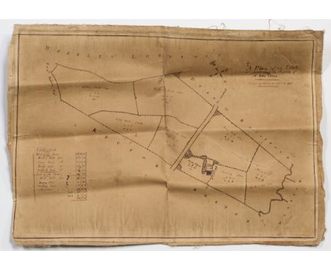 PLAN, KETTERING. A cloth-backed pen and ink plan of Kettering, Northamptonshire, titled 'A Plan of an Estate at Kettering the
