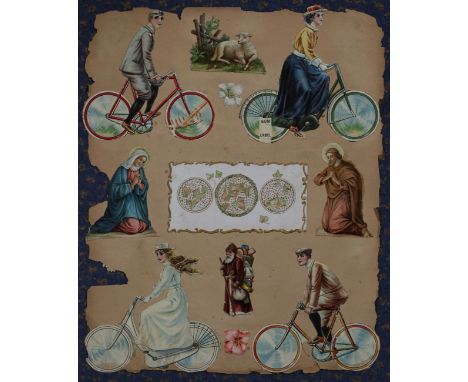 SCRAP ALBUM.  A disbound album of mounted chromolithographed scraps, prints and greetings cards, the majority late 19th to ea