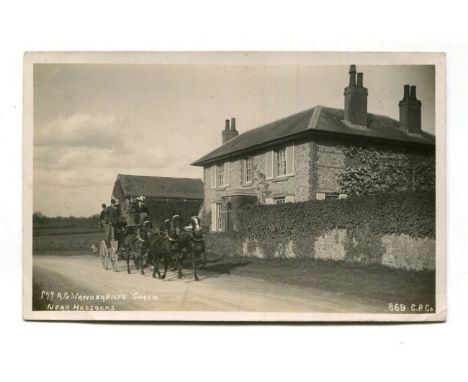 A group of 8 photographic postcards relating to the Vanderbilt Coach, including postcards titled 'Mr A.G. Vanderbilt's Coach 