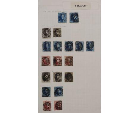 A collection of Europe stamps in two old albums with issues up to 1940, including Belgium 1849 imperfs, 1915 five 'Franken' b